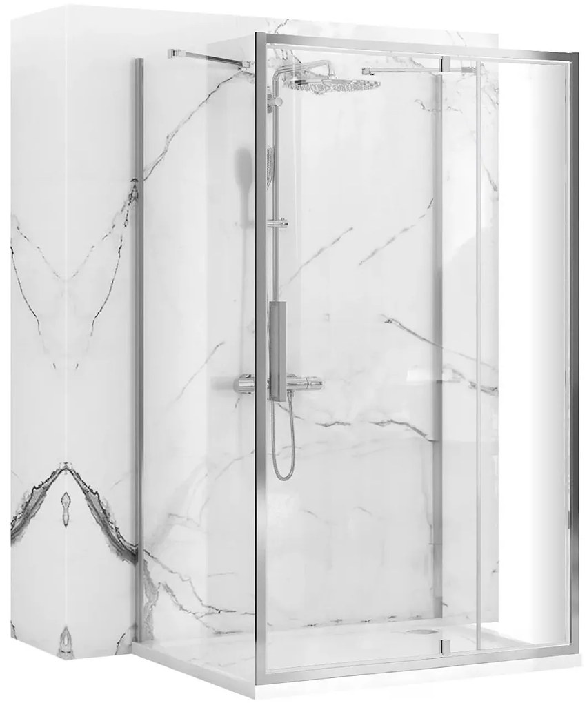Rea Rapid Swing, 3-stenový sprchovací kút 120 (dvere) x 90 (stena) x 195 cm, 6mm číre sklo, chrómový profil, KPL-K05556