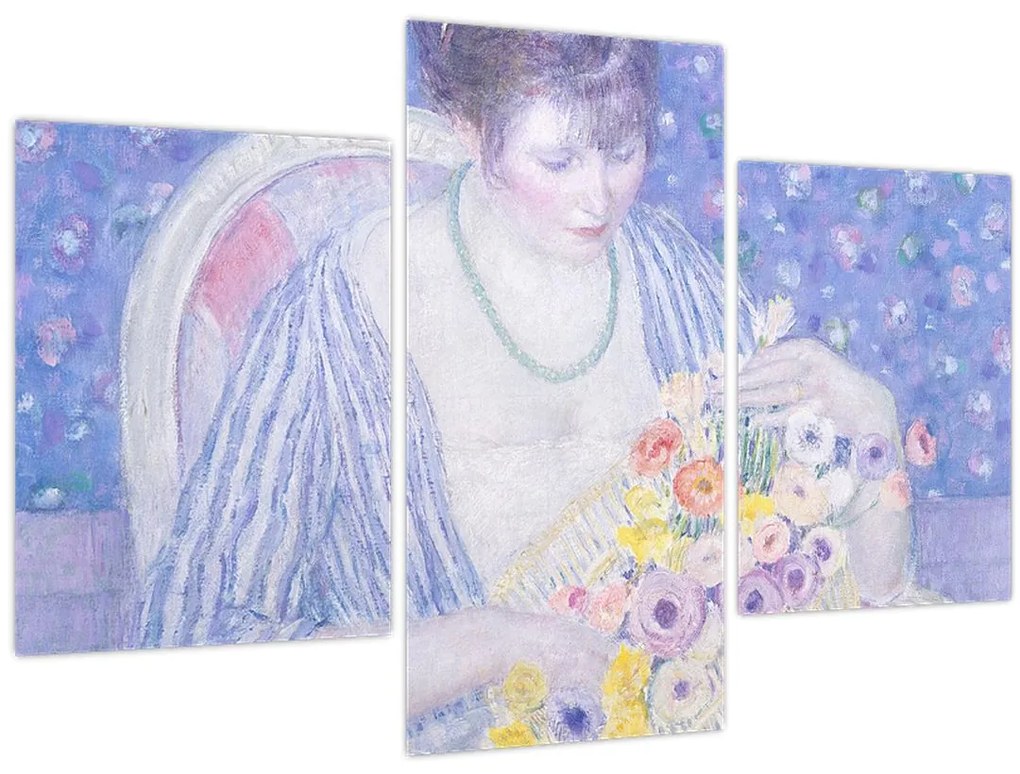 Obraz - Frederick Carl Frieseke,  The Basket of Flowers, reprodukcia (90x60 cm)