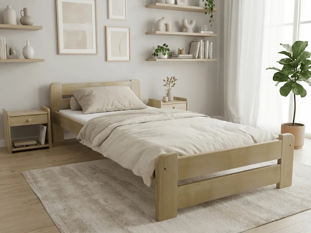 Posteľ Laura 80 x 200 cm, borovica Rošt: S latkovým roštom, Matrac: Matrac DELUXE 10 cm