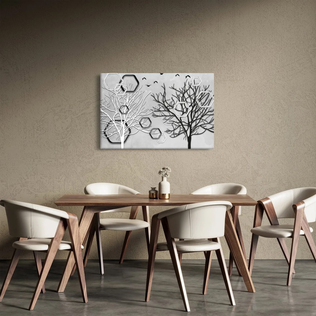 Abstraktný obraz so stromami (90x60 cm)