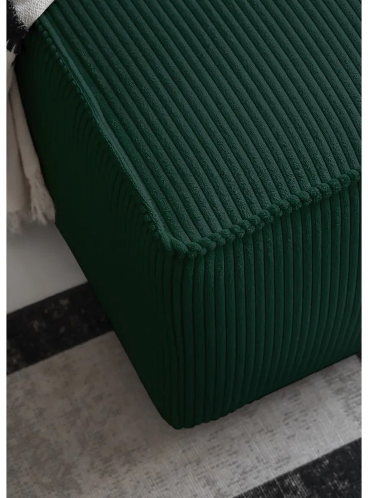 Tmavozelená menčestrová rozkladacia rohová pohovka (ľavý roh) Brave Dave – Miuform