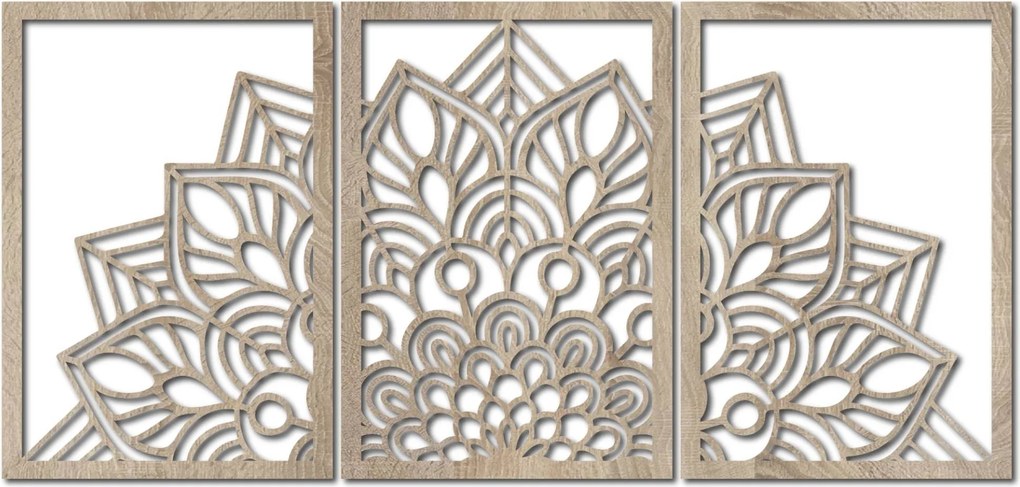 3-dielna mandala kvetov na stenu | FLOFER: HDF - Orech 60 x 30 cm 4746-113499 HDF0583-60 x 30-WENGE