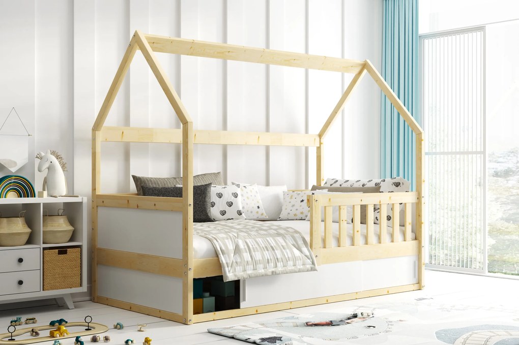 Domčeková posteľ SMART Domček natural 160x80 cm - prírodná borovica
