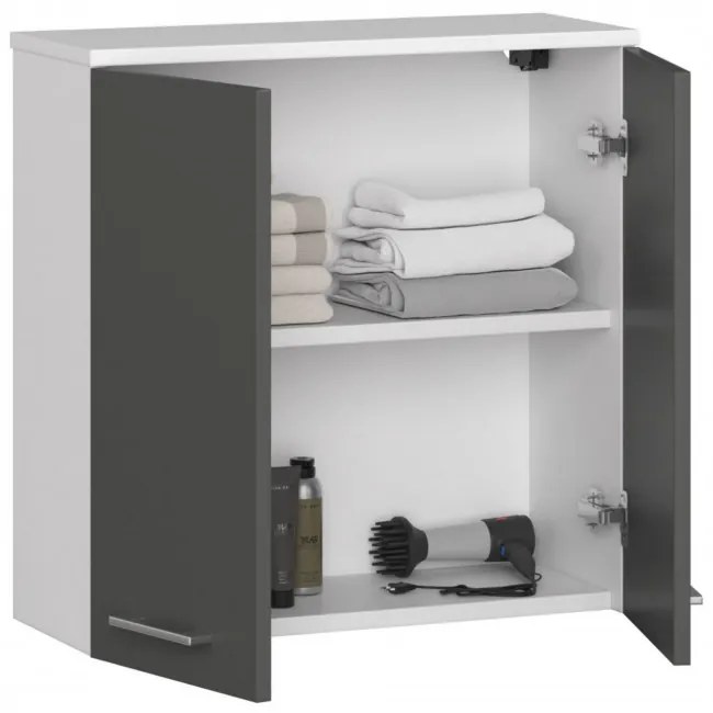 Kúpeľňová skrinka W 60 cm FIN 2D biela / sivá