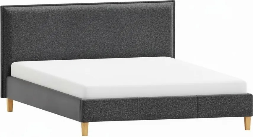 Tmavosivá čalúnená dvojlôžková posteľ s roštom 200x200 cm Tina – Ropez