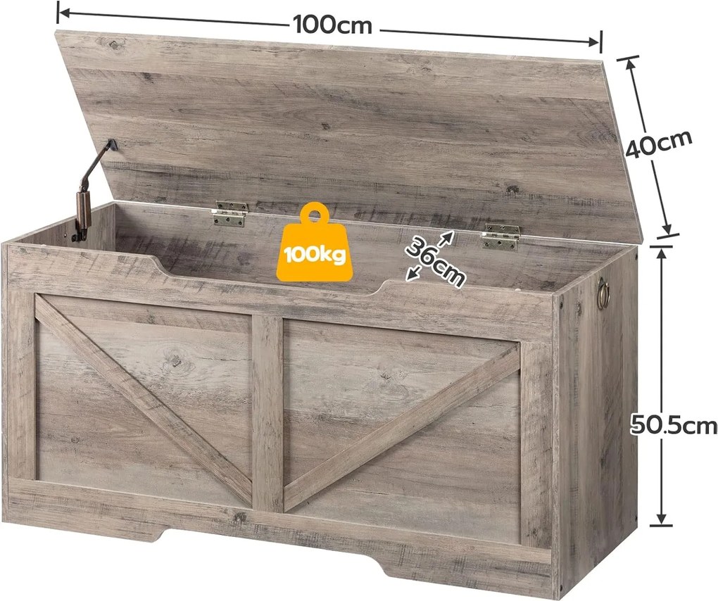 Truhlica s úložným priestorom a lavicou Vasagle Sabil 100 cm sivohnedá