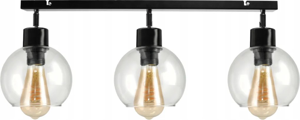 BERGE LED nastaviteľné stropné svietidlo 3xE27 LOFT - priehľadná guľa