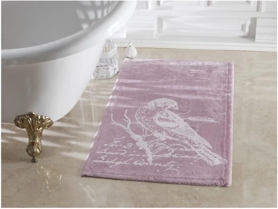 Fialová kúpeľňová predložka zo 100% bavlny Cuckoo, 70 × 120 cm