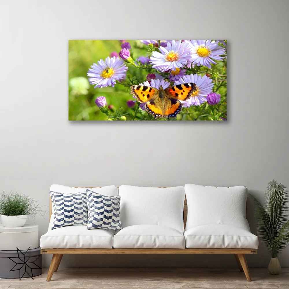Obraz na plátne Kvety motýľ príroda 120x60 cm