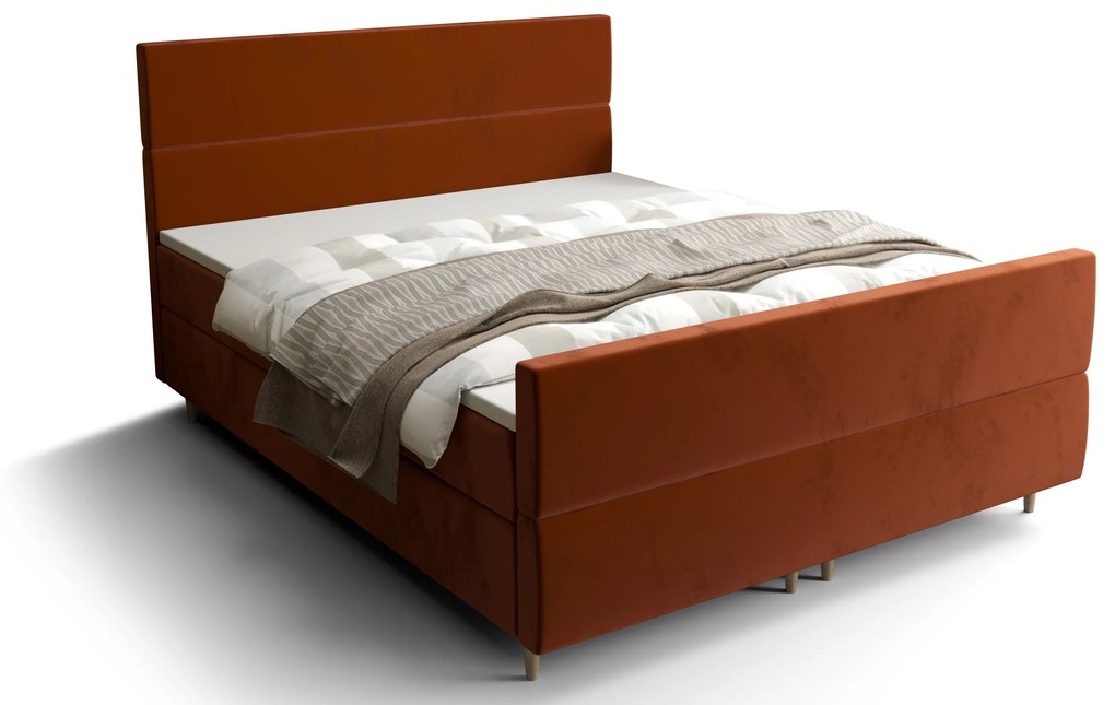 Manželská posteľ  Boxspring 140 cm Flu plus (hnedooranžová) (s matracom a úložným priestorom). Akcia -19%. Vlastná spoľahlivá doprava až k Vám domov. 1046564