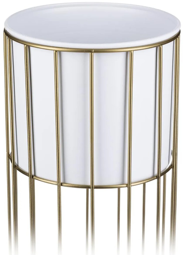 KOVOVÝ KVETINÁČ SO STOJANOM GLAM 42X20 CM BIELA/ZLATÁ