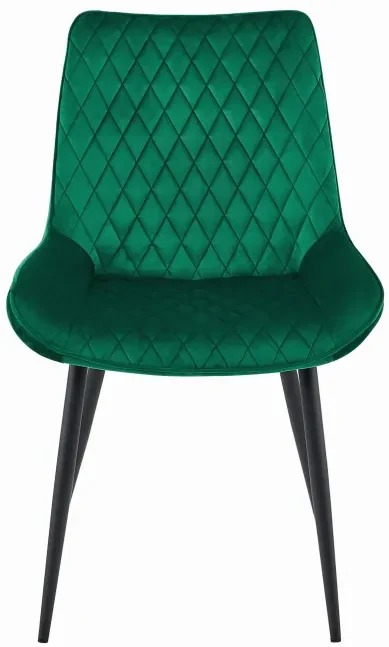 Set troch jedálenských stoličiek VERDO zamatové tmavozelené / čierne nohy (3 ks)