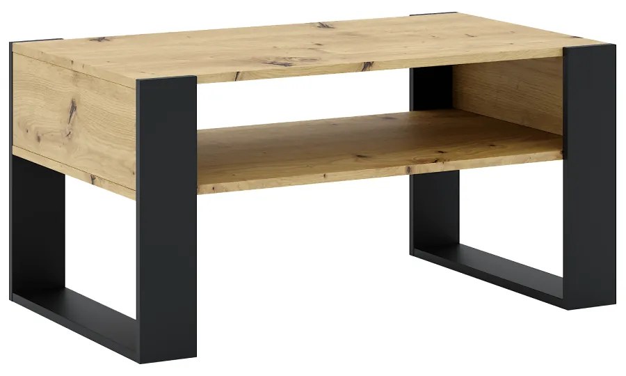 Konferenčný stolík, dub artisan/čierna, CARA 1
