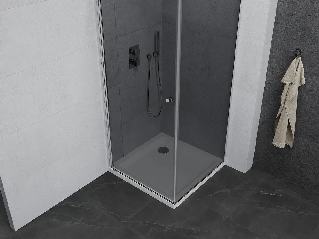 Mexen Pretoria, sprchovací kút 100 (dvere) x 100 (stena) cm, 6mm šedé sklo, chrómový profil + biela sprchová vanička, 852-100-100-01-40-4010