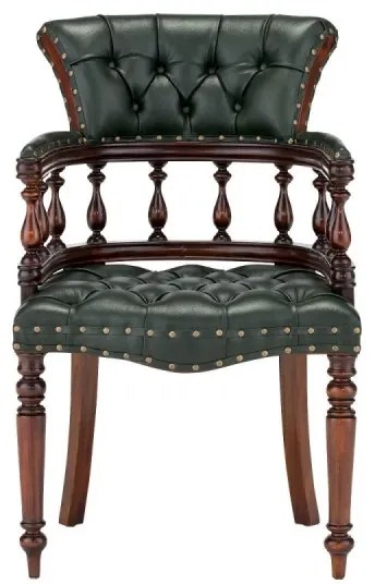 furniture-nabytek.cz - Masívne kancelárske kreslo Cambridge III z mahagónu, lakované, zelené