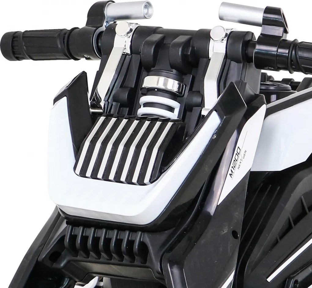 Ramiz Detský motocykel na batérie Future Biela + audio panel + pomalý štart + EVA kolesá