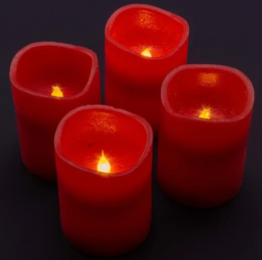 NEXOS Dekoratívna sada  4 adventné LED sviečky, červené