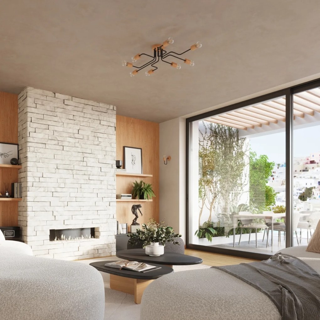 Stropné svietidlo Timbo 4, drevené telo svietidla, b