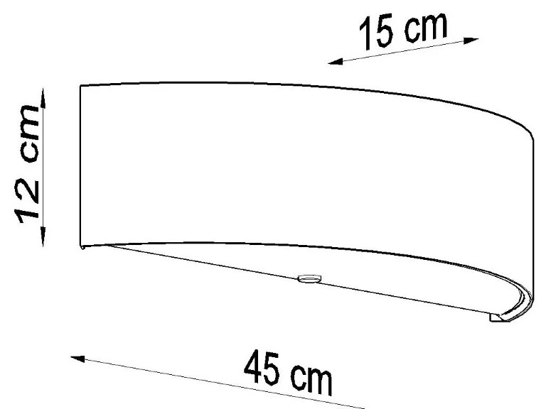 Nástenné svietidlo Skala, 1x čierne textilné tienidlo, (biele sklo), (45 cm)