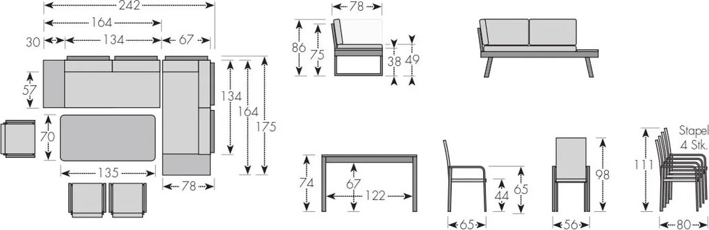 Doppler EXPERT PLUS AVERSA TEAK sivá, 3+2+1