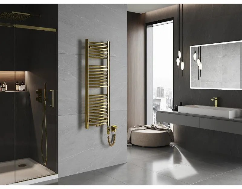 Mexen Ares, elektrické vykurovacie teleso 1200x400 mm + vykurovacia tyč 300 W, zlatá lesklá, W102-1200-400-2300-50