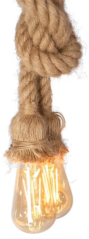 Stropné svietidlo 2 ROPES - kov / lano