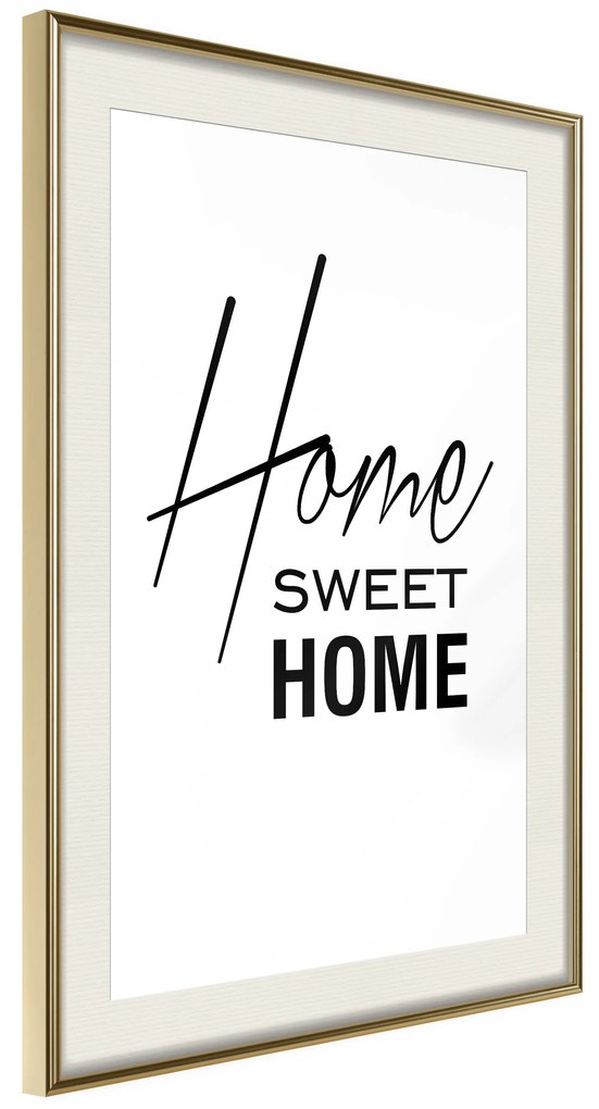 Artgeist Plagát - Black and White: Home Sweet Home [Poster] Veľkosť: 20x30, Verzia: Čierny rám s passe-partout