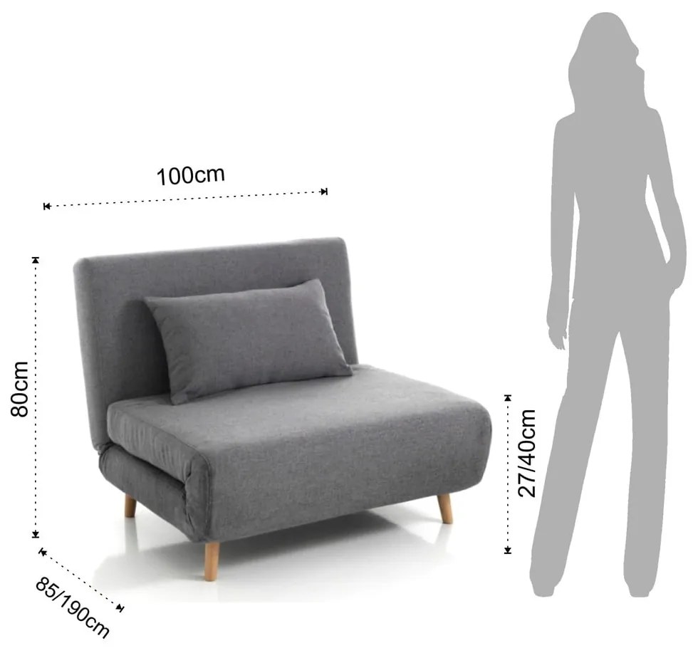 Sivé rozkladacie kreslo Tomasucci Shift