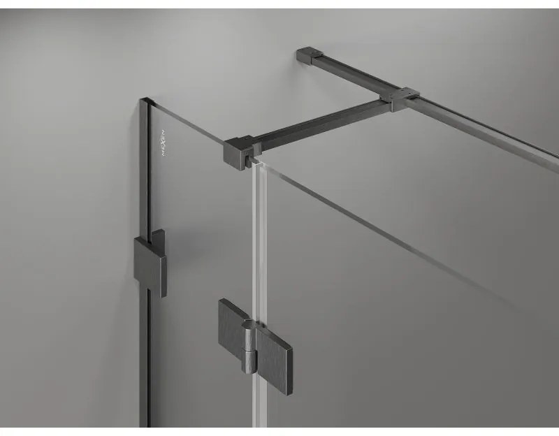 Mexen Lunar T, sklápací sprchový kút ľavý 115 x 110 cm, 8mm číre sklo, profil grafit brúsený, 834T-115-110-66-00-L