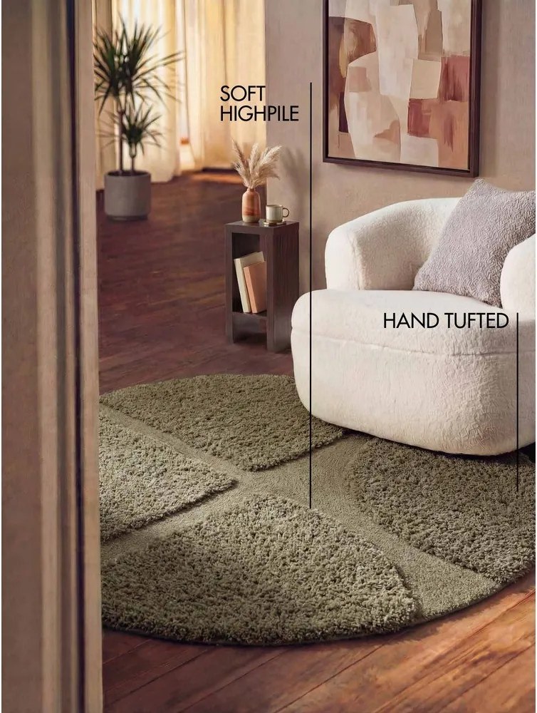 Kaki ručne tkaný okrúhly koberec ø 160 cm Lambeth Jasper – Ted Baker