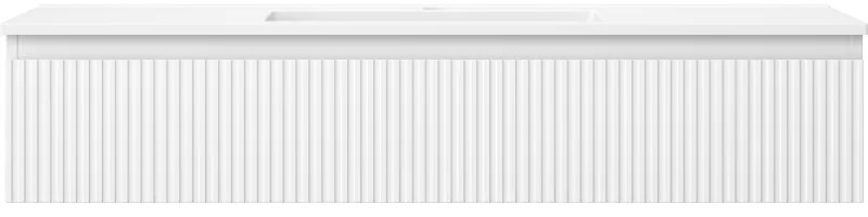 Mexen Rivel, kúpeľňová skrinka 120 cm s umývadlom Otis, 1 zásuvka, drážkovaná, biela matná, 91A20-12023-1-BF01-W18M01