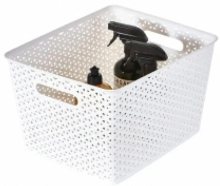 S - Úložný box, ratanový košík, HOBBY s vekom, biely 6 l - 29 x 20 x 13 cm