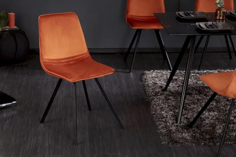 Dizajnová stolička Amsterdam zamat oranžová