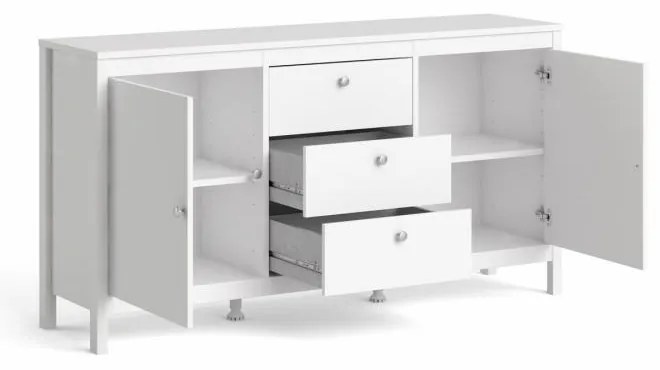 Tvilum Biely príborník SALOMO s 3 zásuvkami