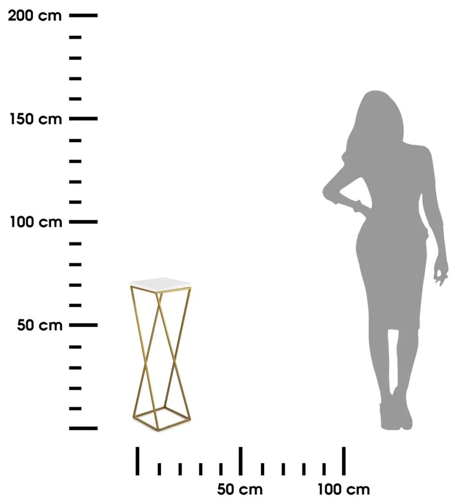 Kvetinový stojan LOFT I 70 cm zlatý/biely