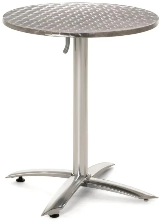 Bistro set s rozkladacím stolom Ø60 cm a 2 stohovateľnými stoličkami, eloxovaný hliník, sivý D104332