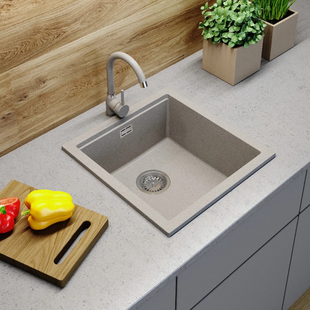 Gamma Decor 4850, 1-komorový granitový drez 480x500x215 mm, béžová, GMA-ZLE000169