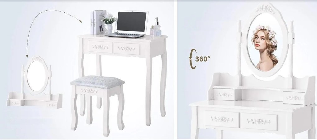 ShopJK TOALETNÝ STOLÍK DARČEK TL01 BIELA