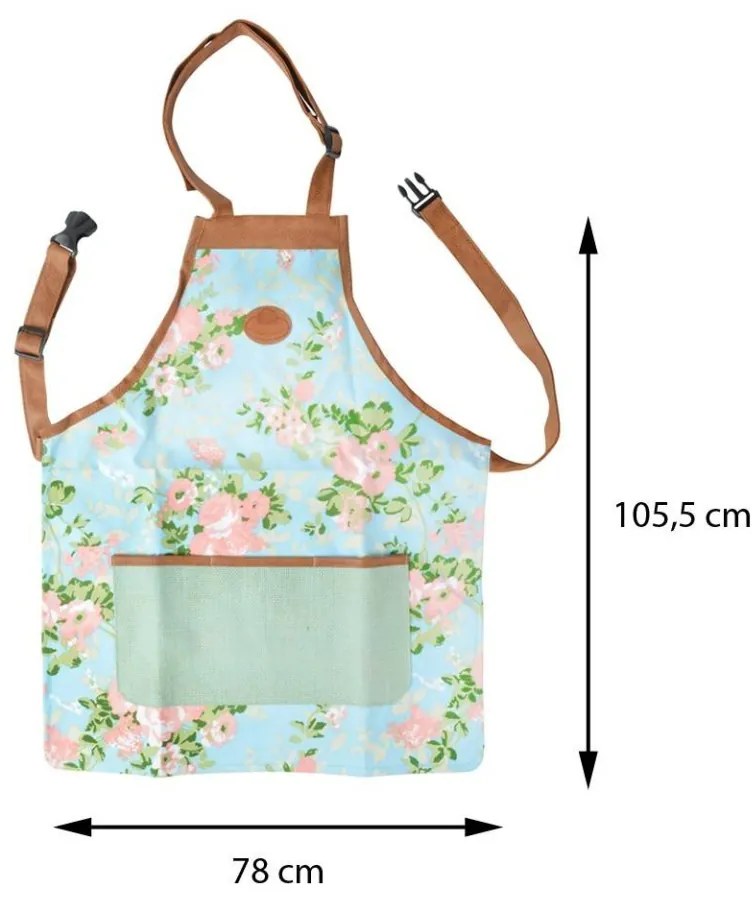 Dámska záhradnícka zástera na náradie GAZA modrá/kvetinová