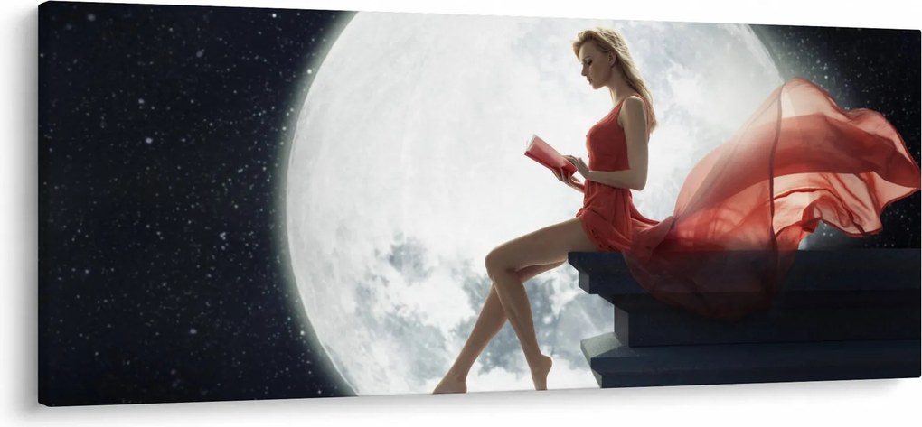 Obraz - Žena za svitu mesiaca (120x50 cm)