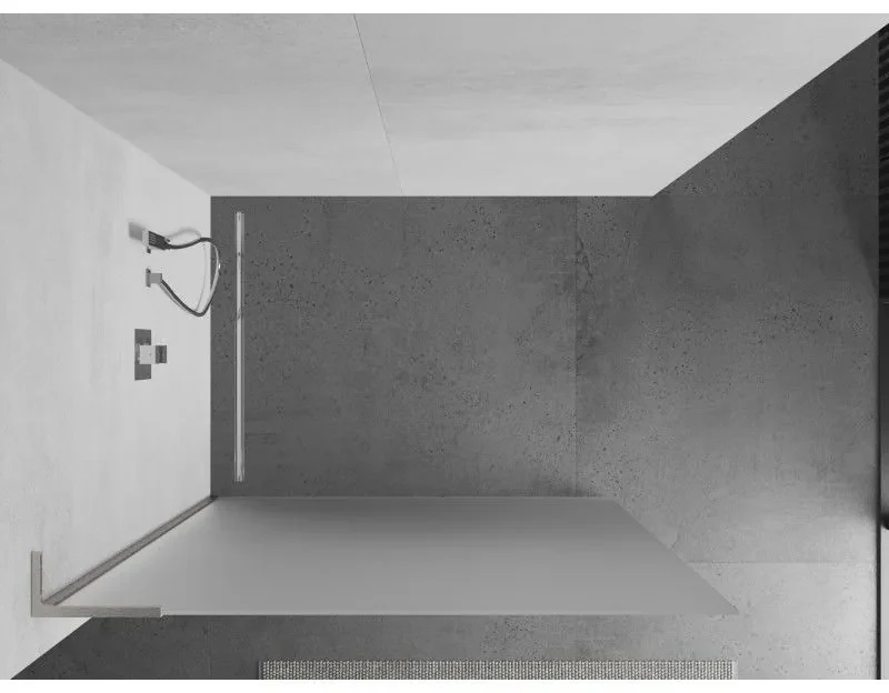 Mexen Kioto L, sprchová zástena Walk-In 120 x 200 cm, 8mm sklo námraza, brúsená oceľ profil, 800-120-103-97-30