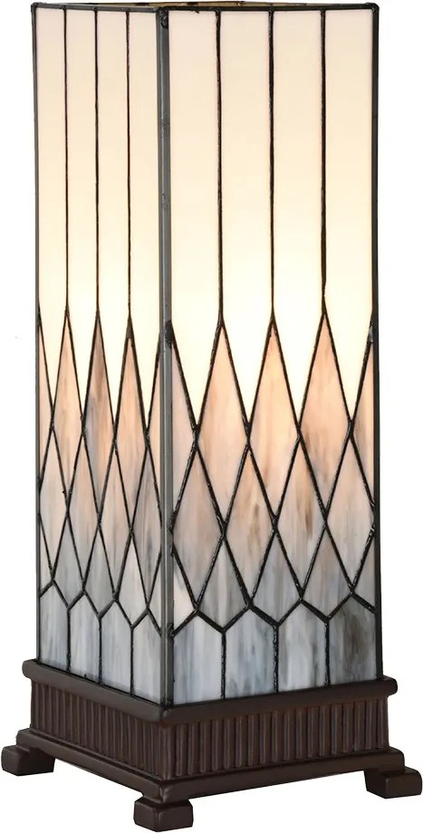 Bielo-šedá stolná lampa Tiffany Paulette - 17*17*43 cm E27/ 1*40W