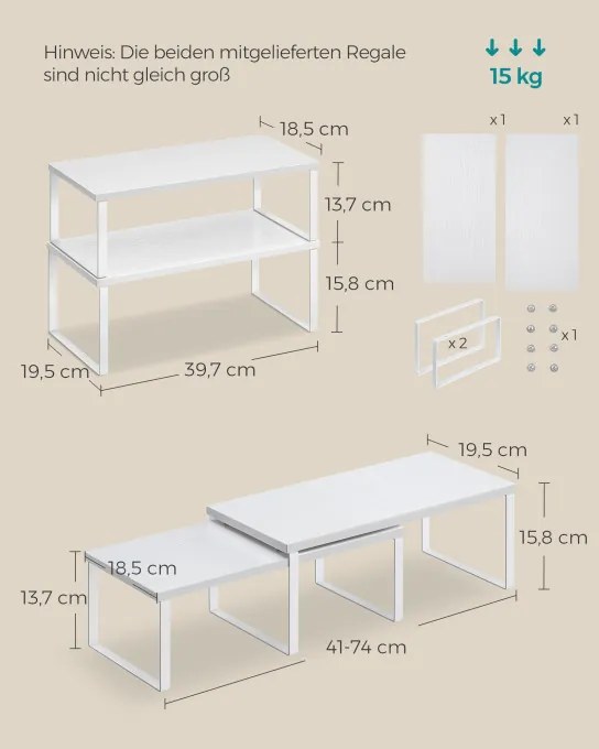 Set 4 kuchynských políc KCS028W01
