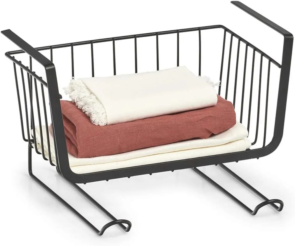 Zeller Present Prídavný závesný kôš pod policu s 2 háčikmi na kuchynské utierky, čierny UNDER