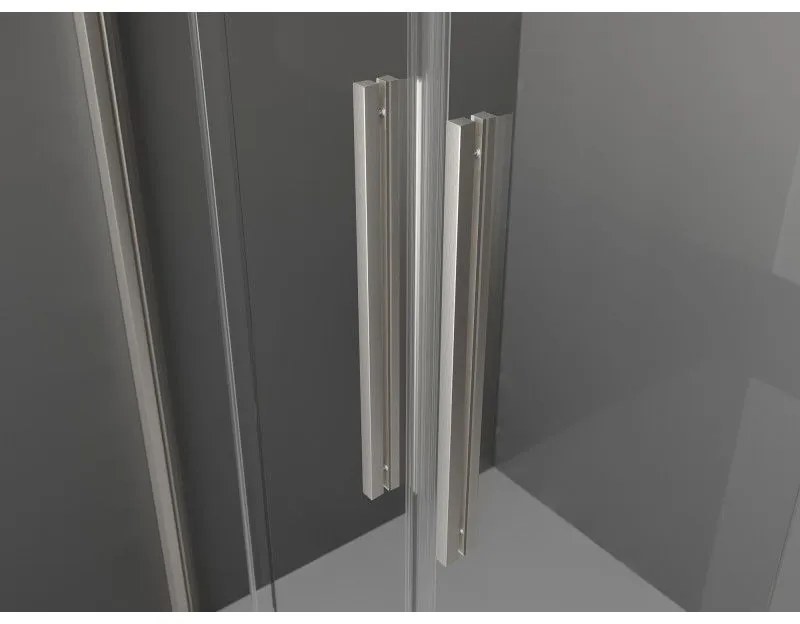 Mexen Velar L Duo, posuvné sprchové dvere do otvoru 140 cm, 8mm číre sklo, brúsená oceľ, 871-140-003-02-97