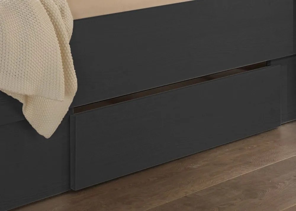 Posteľ s nočnými stolíkmi Locarno 180x200 cm, grafit/dub artisan