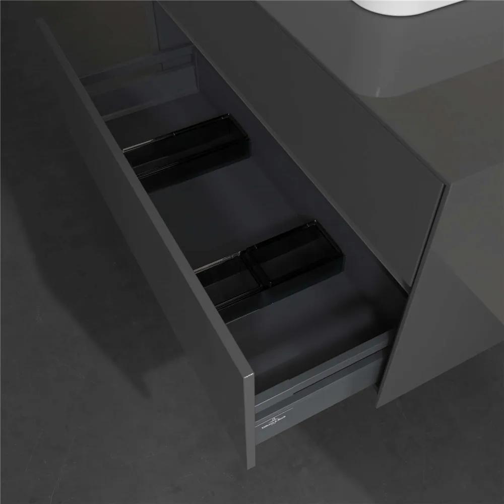 VILLEROY &amp; BOCH Collaro závesná skrinka pod umývadlo na dosku (umývadlo v strede), 2 zásuvky, s LED osvetlením, 1000 x 500 x 548 mm, Glossy Grey, C094B0FP