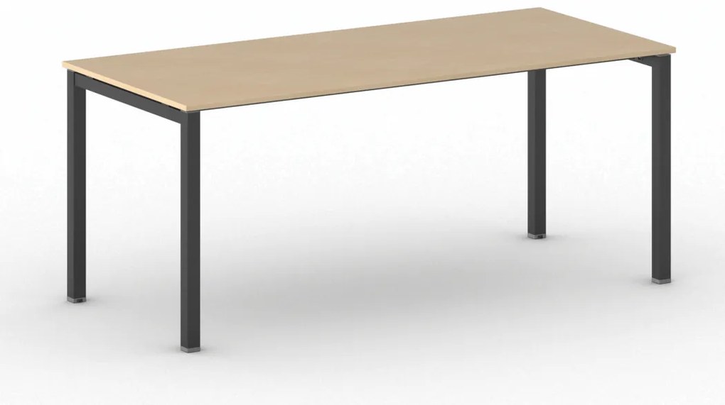 Rokovací kancelársky stôl PRIMO SQUARE, 180x80 cm, čierna podnož, buk