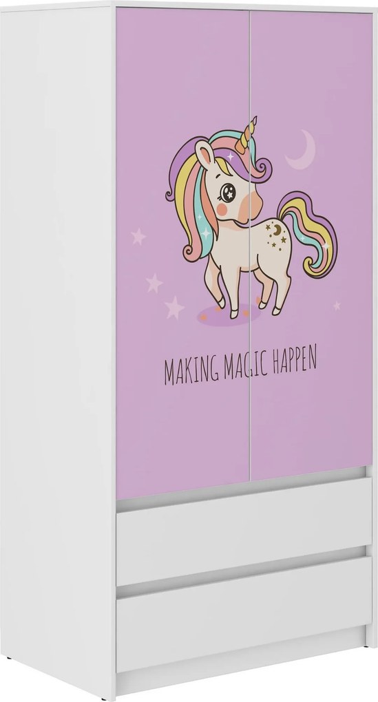 Wooden Toys Detská skriňa B-9 Jednorožec ružová