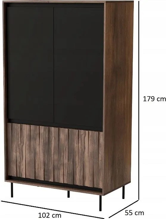 Šatníková skriňa Swing 102 cm orech/čierna